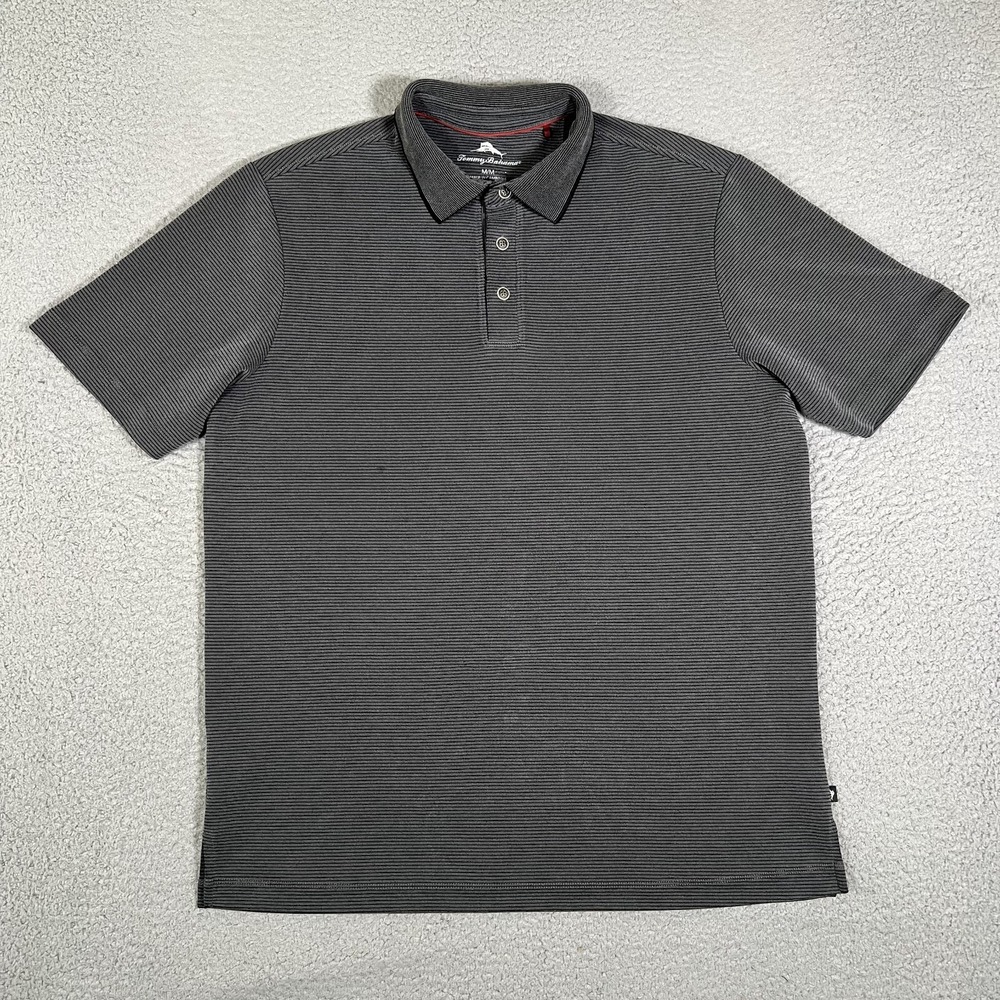 Tommy Bahama Shirt Mens Medium Gray Modal Blend Polo Casual Preppy Logo Golf